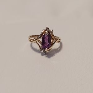 Genuine Amethyst and Diamond Ring